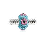Flower Spring Crystal Spacer Bead Core Sterling Silver Fits European Bracelet - Image 2