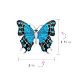 Set of 2 Yellow Blue Black Butterfly Brooch Pin Crystal Enamel Gold Plated - Image 4