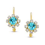 Set of 3 Crystal Flower Gold Plated Drop Earrings Lever Back - Image 6