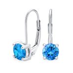 Classic Round 1CT CZ Solitaire Drop Stud Earrings .925 Sterling Silver Leverback - Image 4