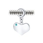 Initial Alphabet Bead Charm Aqua Blue Heart Dangle Bead for European Bracelet - Image 43