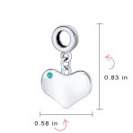 Initial Alphabet Bead Charm Aqua Blue Heart Dangle Bead for European Bracelet - Image 69