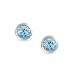 Set of 2 Martini Bezel Set CZ Stud Earrings Gold Plated Sterling Silver 5MM - Image 12
