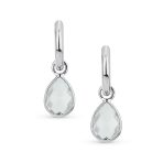 Classic 2 CTW Natural Stone Blue Aquamarine Teardrop Huggie Drop Earrings .925 Sterling Silver - Image 4