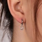 Classic 2 CTW Natural Stone Blue Aquamarine Teardrop Huggie Drop Earrings .925 Sterling Silver - Image 10