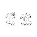 Mini Dainty Circle Zodiac Stud Earrings Sterling Silver for 12 Constellations - Image 3