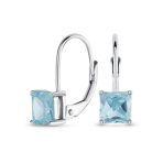 Imitation Amethyst Purple Princess Cut Solitaire AAA CZ Drop Earrings Leverback - Image 5