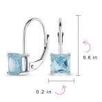 Imitation Amethyst Purple Princess Cut Solitaire AAA CZ Drop Earrings Leverback - Image 23