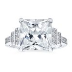 Art Deco Style 5CTW Princess Cut CZ Statement Engagement Ring with Stepped Side Stones Sterling Silver
