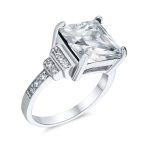 Art Deco Style 5CTW Princess Cut CZ Statement Engagement Ring with Stepped Side Stones Sterling Silver - Image 3