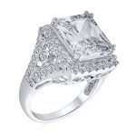 Art Deco 7 CTW Emerald Cut Engagement Ring AAA CZ Statement