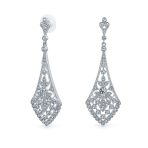 Art Deco Fan Teardrop Crystal Dangle Chandelier Earrings