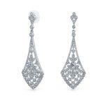 Art Deco Fan Teardrop Crystal Dangle Chandelier Earrings