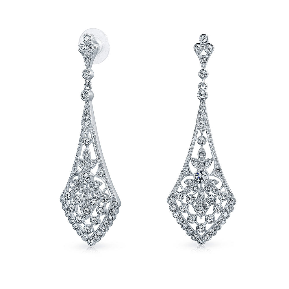 art-deco-leaves-crystal-earrings_ag-et3530-si-az_1 Art Deco Fan Teardrop Crystal Dangle Chandelier Earrings - Image 1