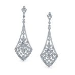 Art Deco Fan Teardrop Crystal Dangle Chandelier Earrings - Image 3