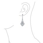 Art Deco Fan Teardrop Crystal Dangle Chandelier Earrings - Image 2