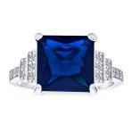 Art Deco Style 5CTW Princess Cut CZ Statement Engagement Ring with Stepped Side Stones Sterling Silver - Image 2