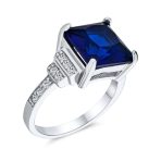 Art Deco Style 5CTW Princess Cut CZ Statement Engagement Ring with Stepped Side Stones Sterling Silver - Image 4