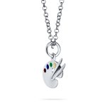 Art Palette Paint Brush Pendant Necklace Sterling Silver - Image 2