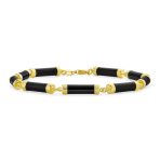 Fine Bar Link Green Natural Jade Bar Link Bracelet Gold Plated Sterling Silver - Image 3