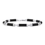 Fine Bar Link Green Natural Jade Bar Link Bracelet Gold Plated Sterling Silver - Image 5