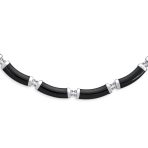 Black Onyx Tube Link Pendant Necklace & Oval Drop Earrings Jewelry Set Silver - Image 4