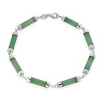 Fine Bar Link Green Natural Jade Bar Link Bracelet Gold Plated Sterling Silver - Image 9