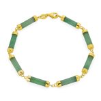 Fine Bar Link Green Natural Jade Bar Link Bracelet Gold Plated Sterling Silver - Image 6