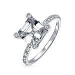 3CT AAA CZ Solitaire Asscher Cut Engagement Ring .925 Sterling Silver