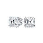 Bridal 4CT Solitaire CZ Asscher Cut Stud Earrings Pendant Gold Plated Silver Set - Image 4