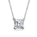 Bridal 4CT Solitaire CZ Asscher Cut Stud Earrings Pendant Gold Plated Silver Set - Image 6