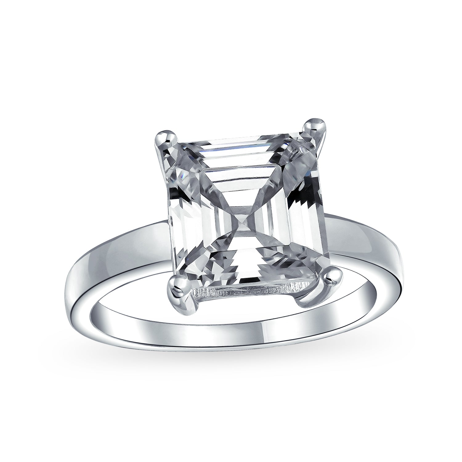 asscher-ring-cz-silver-engagement_shn-r0564a_1 Classic 3CT CZ Square Asscher Cut Cubic Zirconia Solitaire Engagement Ring .925 Sterling Silver - Image 1