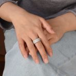 Pave Cubic Zirconia Cocktail Statement Ring in Sterling Silver 5 Row Wide Band - Image 3