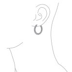 Bridal CZ Hoop Earrings Silver Plated Brass 1.3" Diameter Pave Statement Jewelry - Image 3