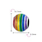 Colorful Enamel Sterling Silver LGBTQ Rainbow Spacer Charm Bead for Bracelet - Image 3
