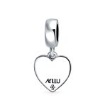 Unisex Sterling Silver LGBTQ Rights Rainbow Heart Dangle Charm Bead Disc Tag - Image 3