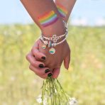 Unisex Sterling Silver LGBTQ Rainbow Yin Yang Dangle Charm Bead Disc Tag - Image 6