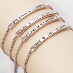 BFF Love Luck Unity Inspirational Words Bolo Bracelet .925 Sterling Silver Adjustable - Image 3
