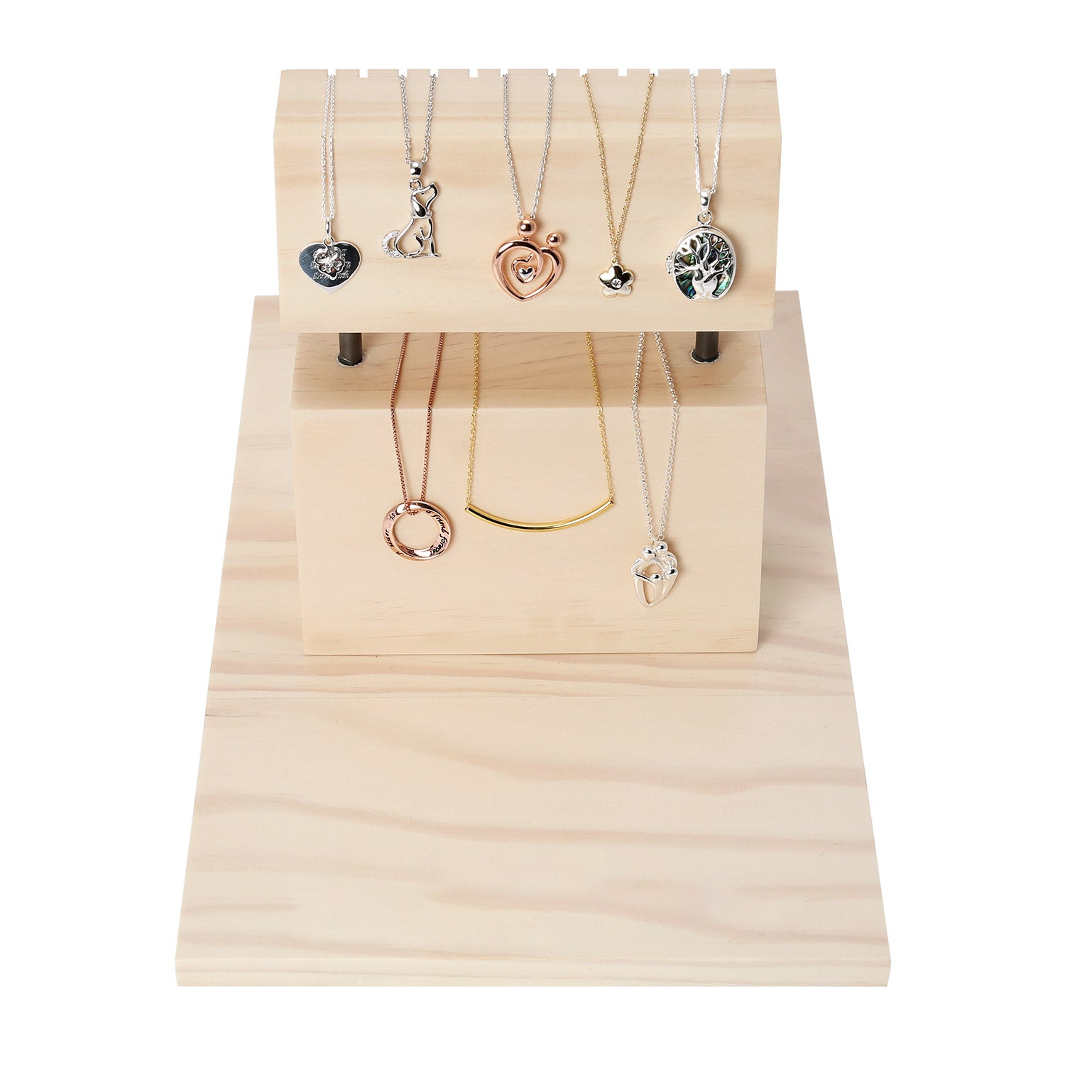 ayllu-pedant-display-aug-2020-front-view2 Pine Wood Countertop Multi Jewelry Displays Table Fixture Sign Holder - Image 1