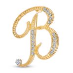 Large Statement ABC Crystal Letters Initial Scarf Lapel Pin Brooch Gold Plated - Image 2