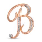 Large Statement ABC Crystal Letters Initial Scarf Lapel Pin Brooch Rose Gold Plated