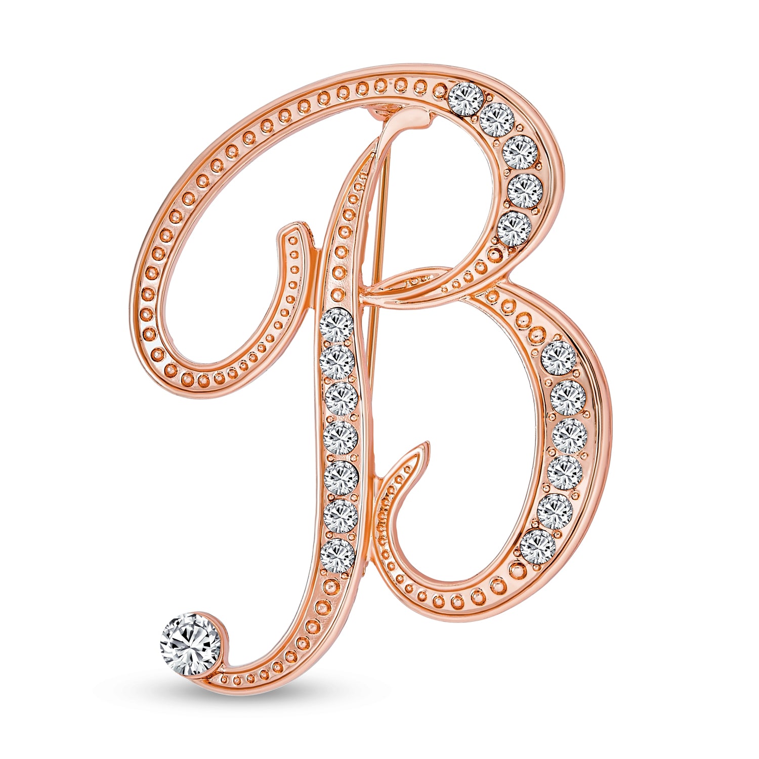 b-rosegold-letter-initial-pin-cz-faj-bh77_1_efa0d862-6745-4363-9456-9c266471811f Large Statement ABC Crystal Letters Initial Scarf Lapel Pin Brooch Rose Gold Plated - Image 1