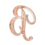 Large Statement ABC Crystal Letters Initial Scarf Lapel Pin Brooch Rose Gold Plated - Image 6