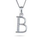 Delicate Pave CZ Block Letter Alphabet Pendant Necklace Sterling Silver - Image 2