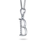 Delicate Pave CZ Block Letter Alphabet Pendant Necklace Sterling Silver - Image 18