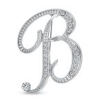 Large Statement ABC Pave Crystal Monogram Brooch Pin Silver or Gold Plated - Image 2