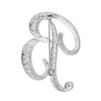 Large Statement ABC Pave Crystal Monogram Brooch Pin Silver or Gold Plated - Image 12