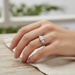Classic 3CT Princess Cut CZ Solitaire Engagement Ring with Heart Side Stones .925 Sterling Silver - Image 3