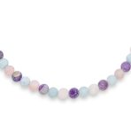 Multi Color Amethyst Aquamarine Quartz 10MM Bead Strand Necklace Silver Clasp - Image 3