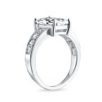 Classic Cubic Zirconia 4CT Emerald Cut Solitaire Engagement Ring CZ Baguette Band Sterling Silver - Image 5